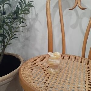 Vintage Alabaster/Marble Scalloped Edge Taper Candle Holder